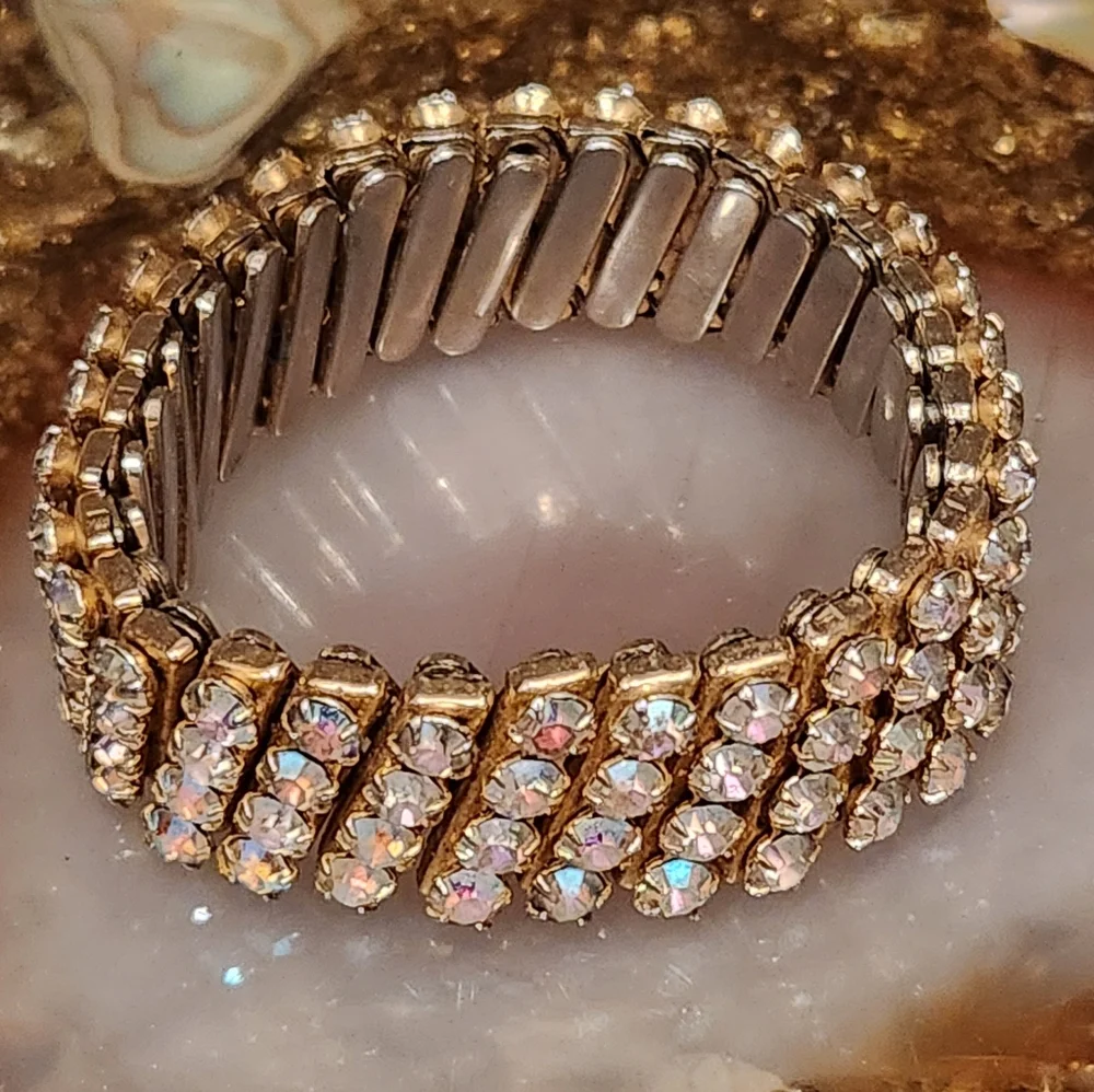 Gold Stretch Bracelet with Aurora Crystals